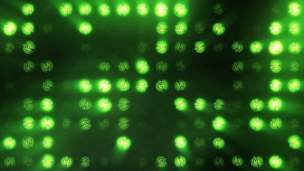 Le mur des lampes à incandescence est vert vif. Fond LED