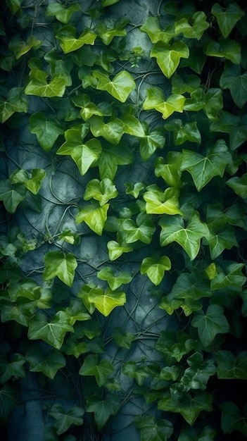 Un mur de lierre avec des feuilles vertes et le mot lierre dessus