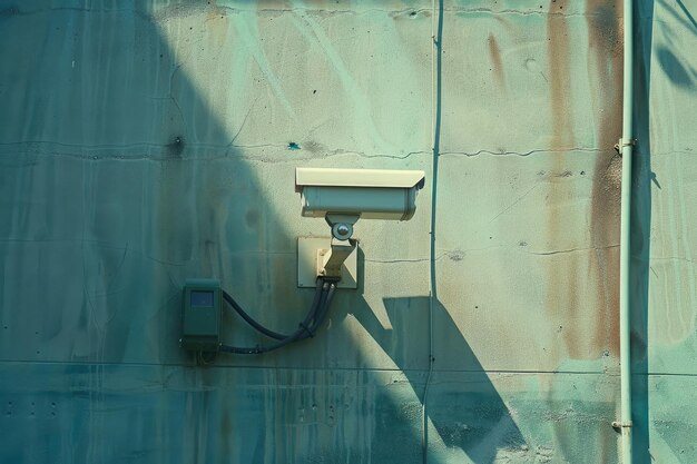 Photo un mur avec une lumière sur lui qui a un cordon noir