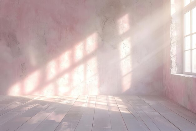 Mur de lumière rose dans une pièce minimaliste avec IA générative de lumière naturelle