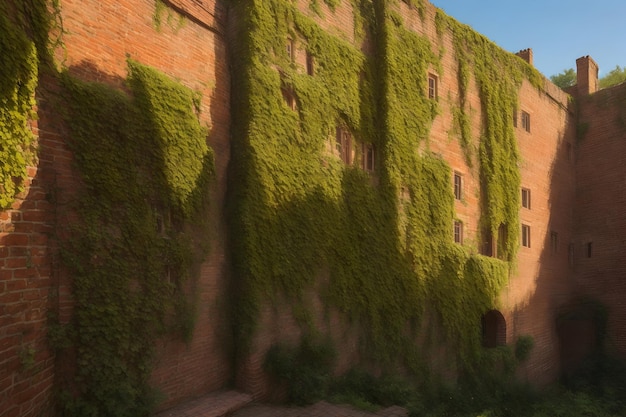 Un mur majestueux construit avec des briques rouges méticuleusement conçues par Ai