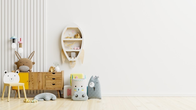 Mur de maquette dans la chambre des enfants sur le mur .3D Rendu