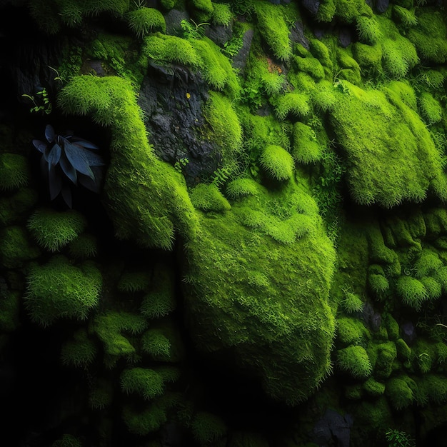 Mur de mousse verte de fond de texture de mousse stabilisée peinte pour l'illustration IA générative abstraite d'intérieur moderne