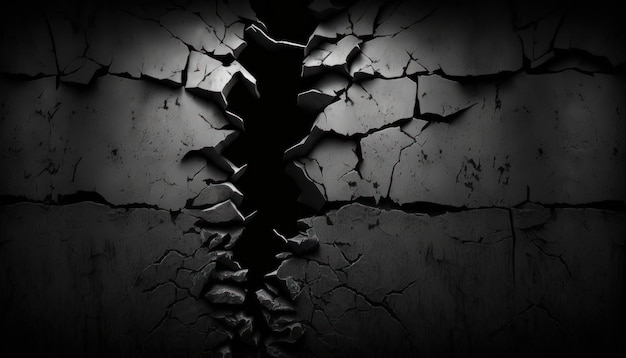 Mur noir avec fissures texture image d'arrière-plan AI générative
