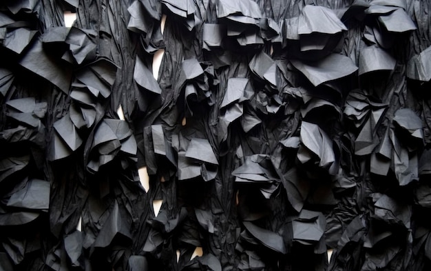 Un mur de papier noir avec le mot art dessus