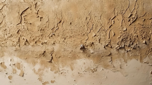 Un mur avec de la peinture beige et marron et un fond blanc.