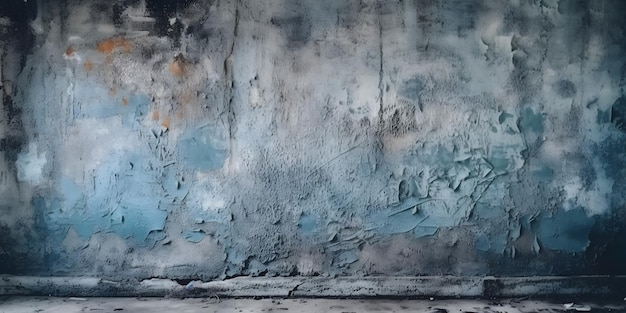 Un mur avec de la peinture bleue dessus