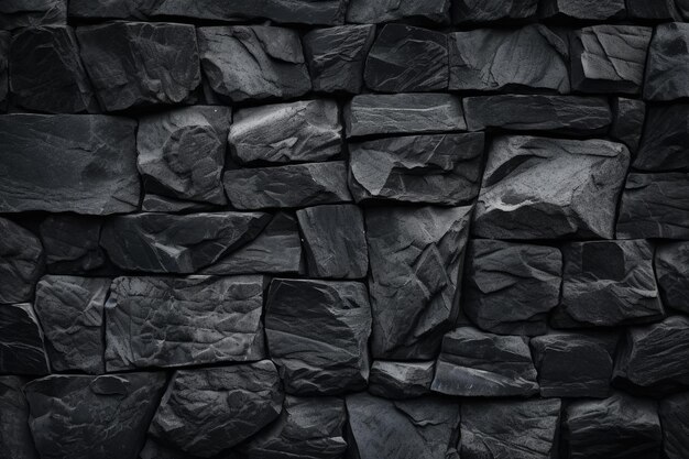 Un mur de pierre noire avec un fond noir
