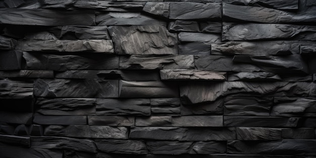 Un mur de pierre noire avec un fond sombre.