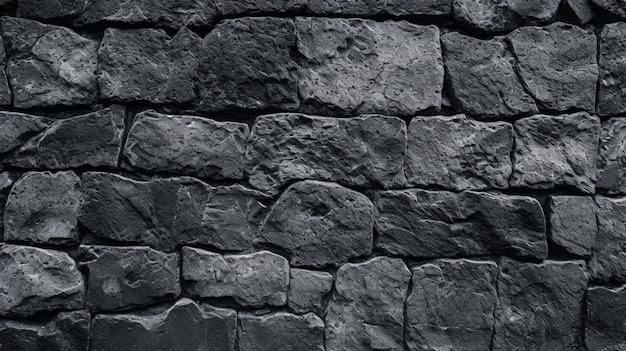 Un mur de pierre noire avec une texture rugueuse.