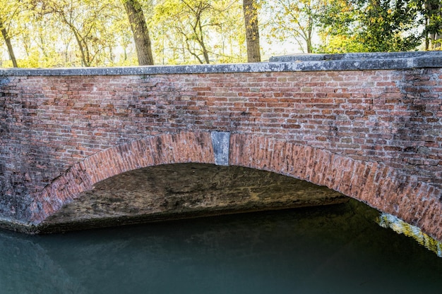 Mur de pierre par les arbres contre le ciel