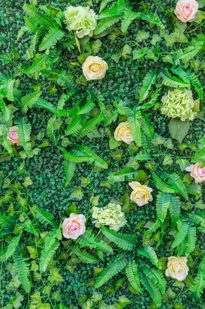 Mur de plantes de fleurs