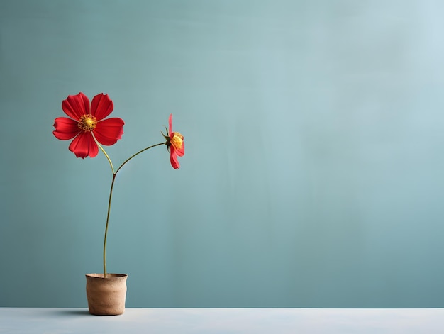 mur plat et une fleur sur le côté