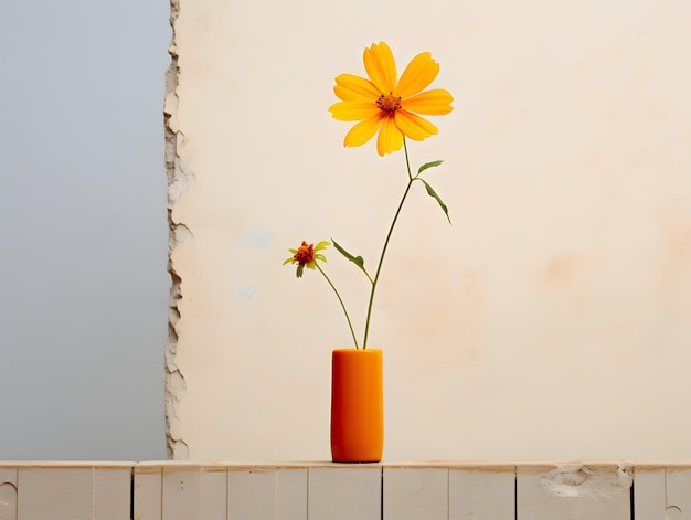 mur plat et une fleur sur le côté