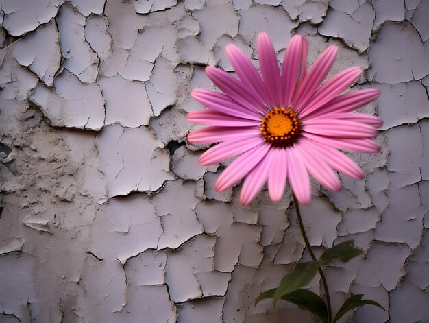 mur plat et fleur