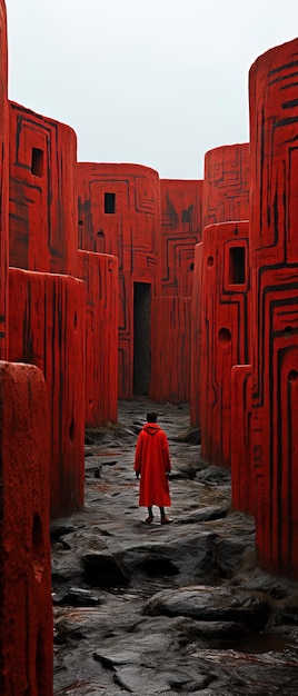 le mur rouge du temple