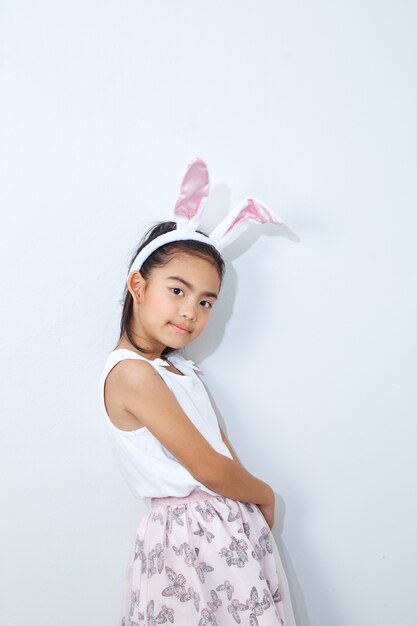 Mur de studio petite fille oreilles de lapin