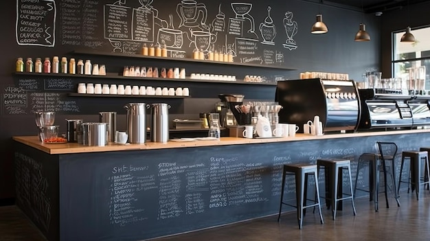 un mur de tableau sur un café