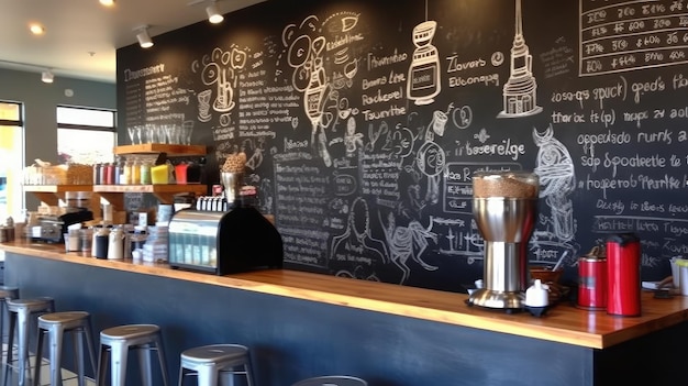 un mur de tableau sur un café