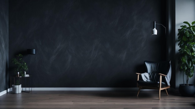 Un mur de tableau noir avec une chaise au milieu