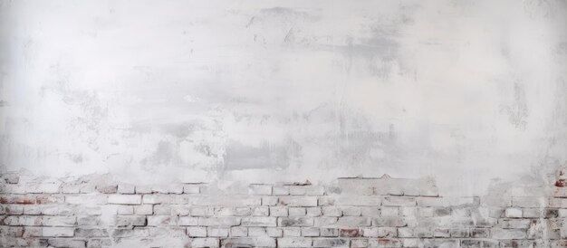 Un mur de texture blanche avec de vieilles briques teintées et du plâtre délabré peint en blanc et gris utilisé comme fond pour la conception intérieure