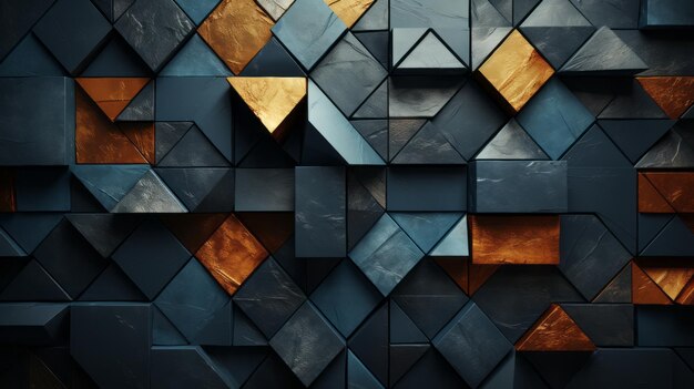 Un mur de texture de cubes noirs et d'or