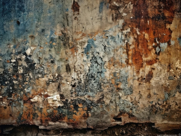 Un mur avec une texture de peinture usée qui a été usée.