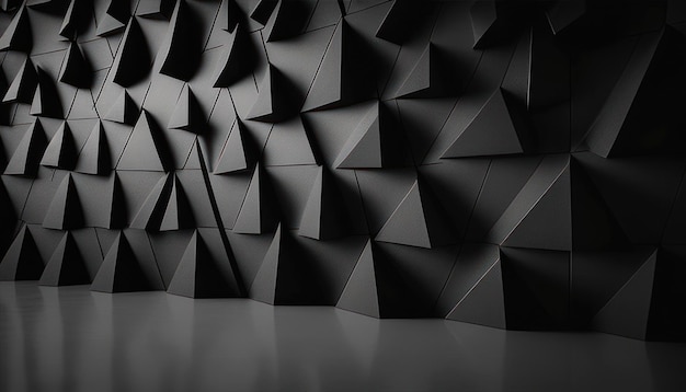 Un mur de triangles en papier noir