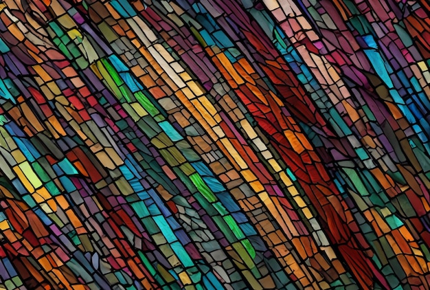 Un mur de verre coloré avec une ligne de différentes couleurs.