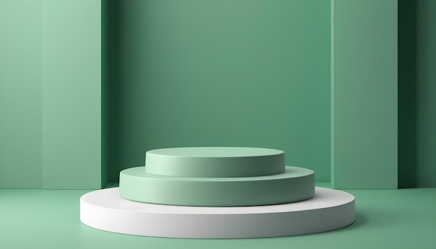 un mur vert avec une base blanche et un fond vert