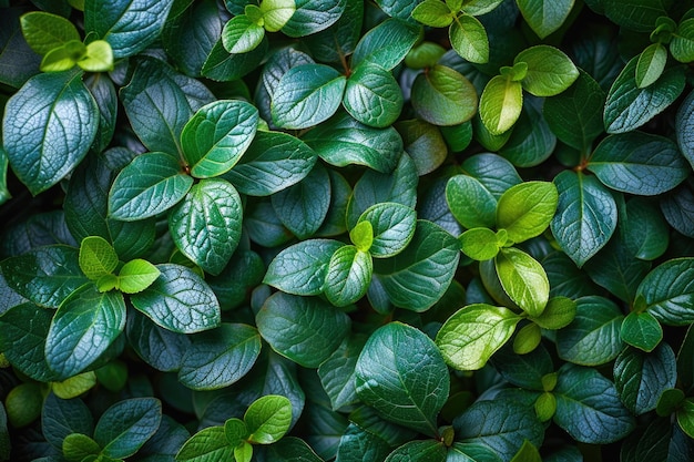 Mur vert avec des plantes et des feuilles