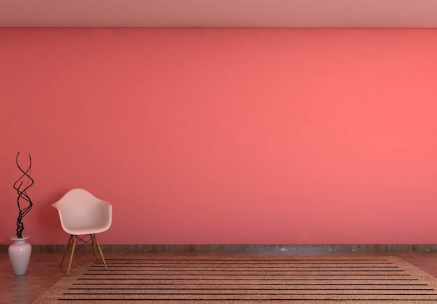 Mur vide rouge au fond de la salle