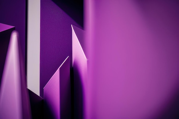 Un mur violet avec un triangle blanc au milieu.