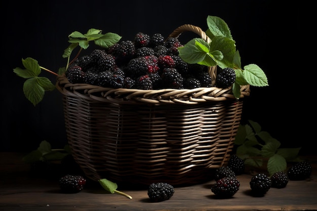 Mûres fraîches dans un panier de fruits mûres