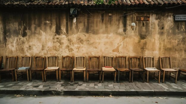 Murs et chaises dans la rue à Hoi An, au Vietnam