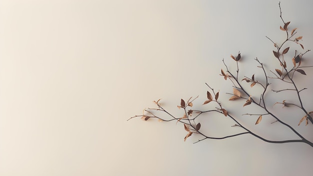 Photo des murs en crème pastel neutre décorés de branches d'arbres