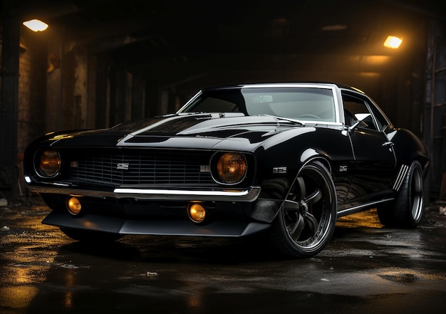 Muscle car noir et tuning noir