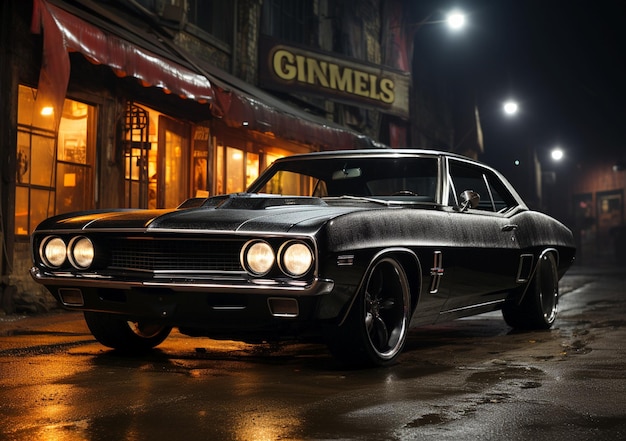 Muscle car noir et tuning noir