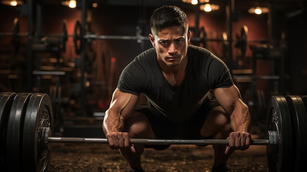 Muscleman soulève de lourdes haltères