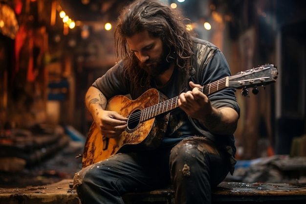 Musicien jouant d'un instrument IA