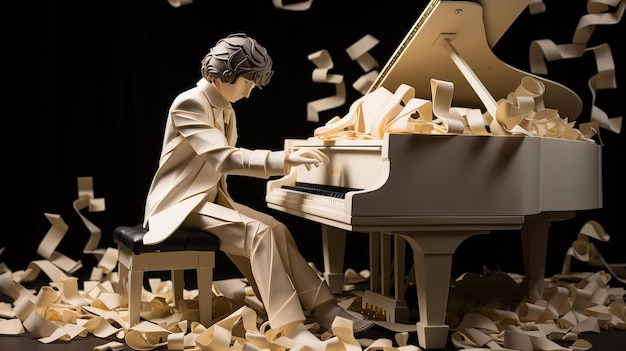 Musicien en papier origami