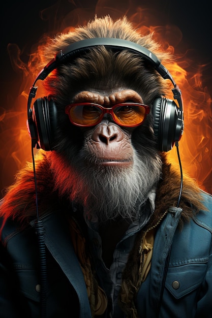 Musique de DJ avec casque Monkey 3D