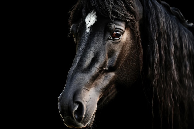 Mustang noir gros plan