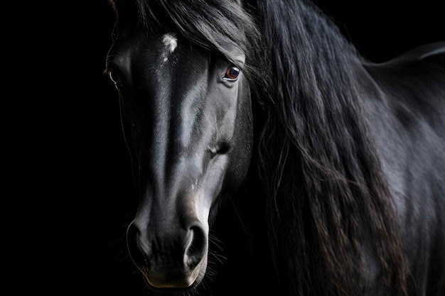 Mustang noir gros plan