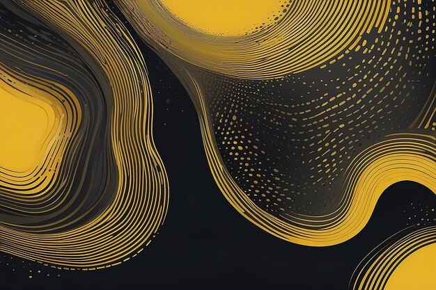 Mustarde jaune abstraite Lignes arrondies Illustration de fond vectorielle de transition à demi-ton