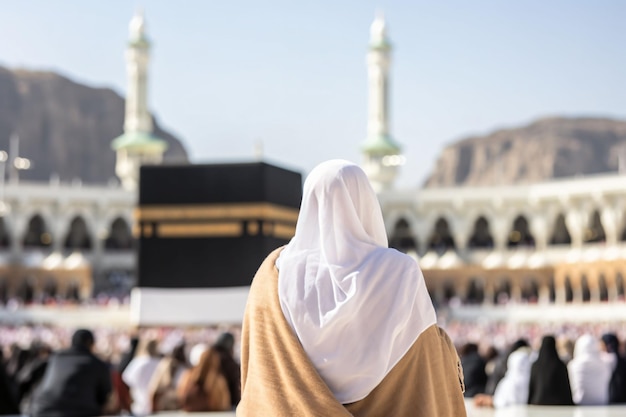 Un Musulman Accomplissant Le Hajj Et Priant Devant La Kaaba Masjidil ...