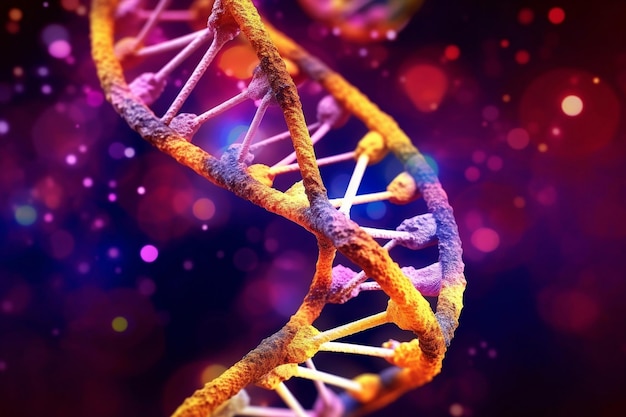 Mutations de l'hélice d'ADN dans l'illustration 3D AI générative