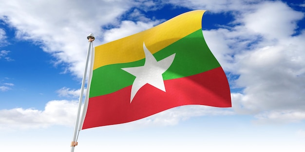 Myanmar agitant le drapeau 3D illustration