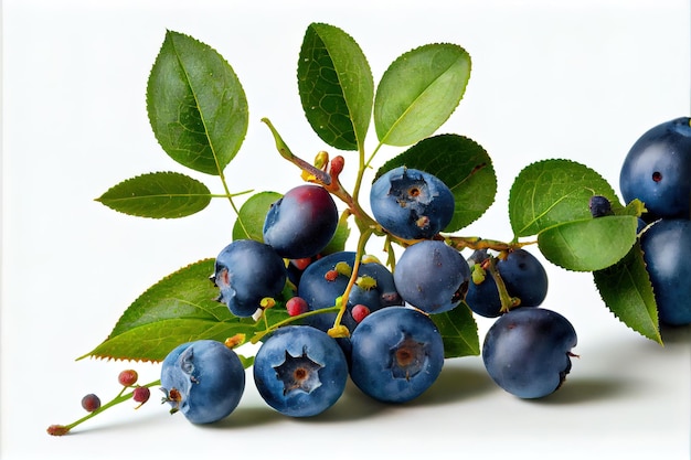 Myrtilles mûres sur des fruits d'été de baies blanches saines