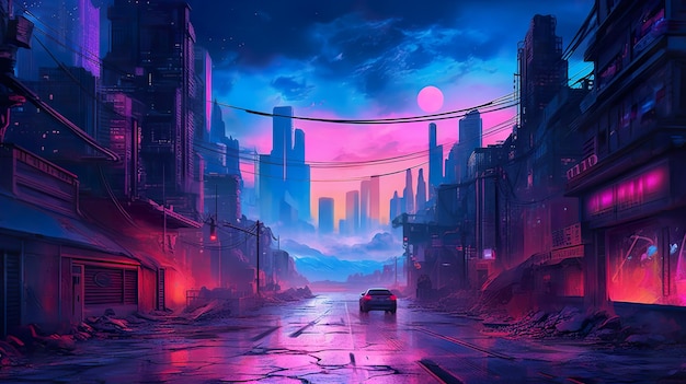 Mystère de la ville fantôme Synthwave des années 80